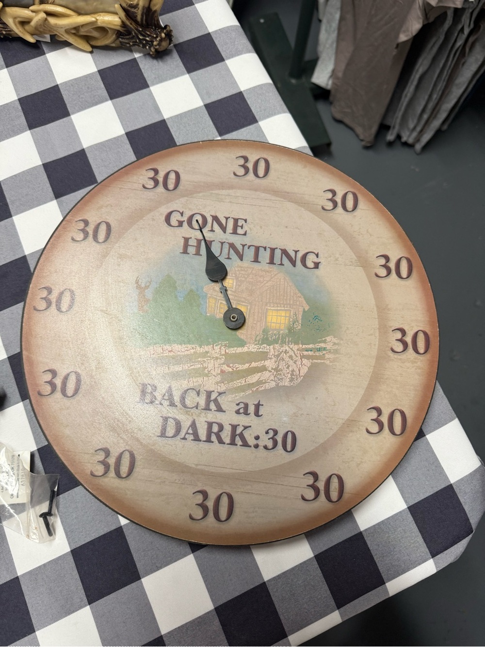 Gone Hunting Wall Clock - Rustic Brown